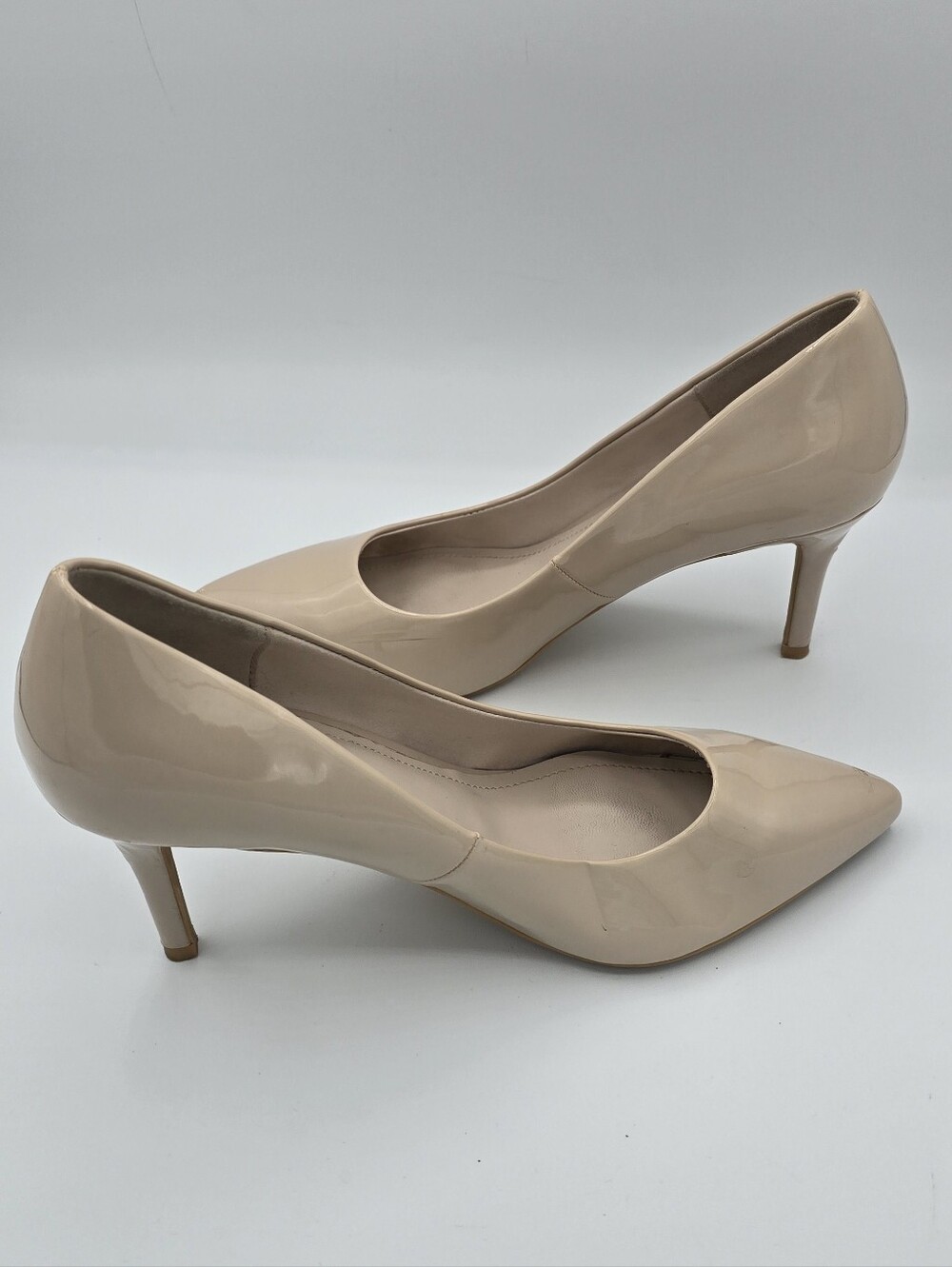 H&M - Glossy Neutral Classic Dress Pointed Toe Pumps Heels Shoes